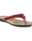 Women's Maroon Fabric Rexine Sandals (PU7074L_MAR)