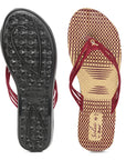 Women's Maroon Fabric Rexine Sandals (PU7074L_MAR)