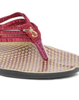 Women's Maroon Fabric Rexine Sandals (PU7074L_MAR)