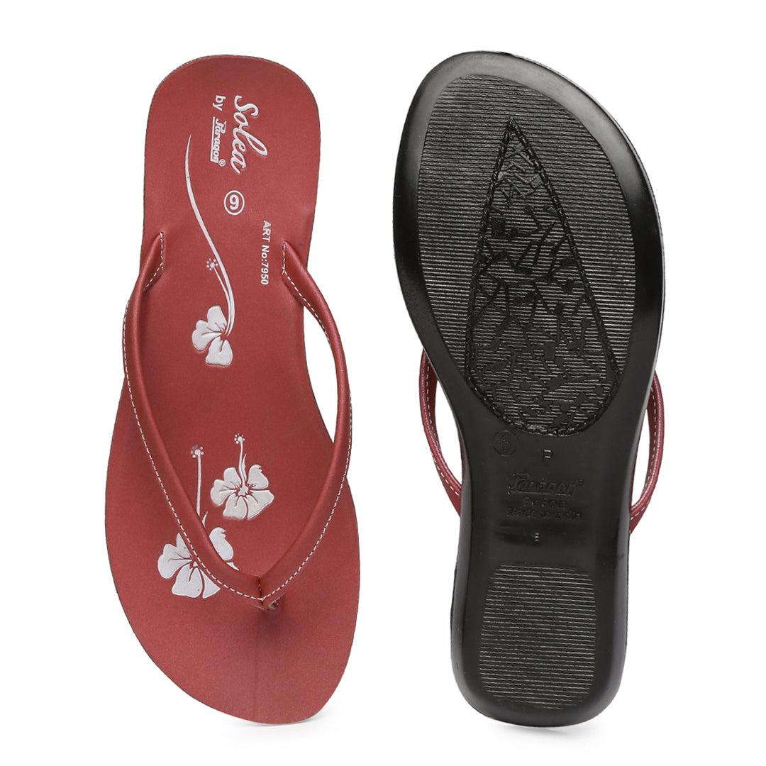 Paragon PU7950L Women Stylish Lightweight Flipflops | Comfortable with Anti skid soles | Casual &amp; Trendy Slippers | Indoor &amp; Outdoor