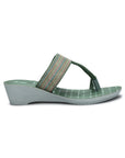 Paragon Women's Green Wedge Sandals with Cushioned Sole and Sturdy Construction for Everyday Use