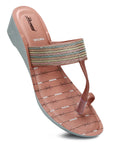 Paragon Women's Peach Wedge Sandals with Cushioned Sole and Sturdy Construction for Everyday Use