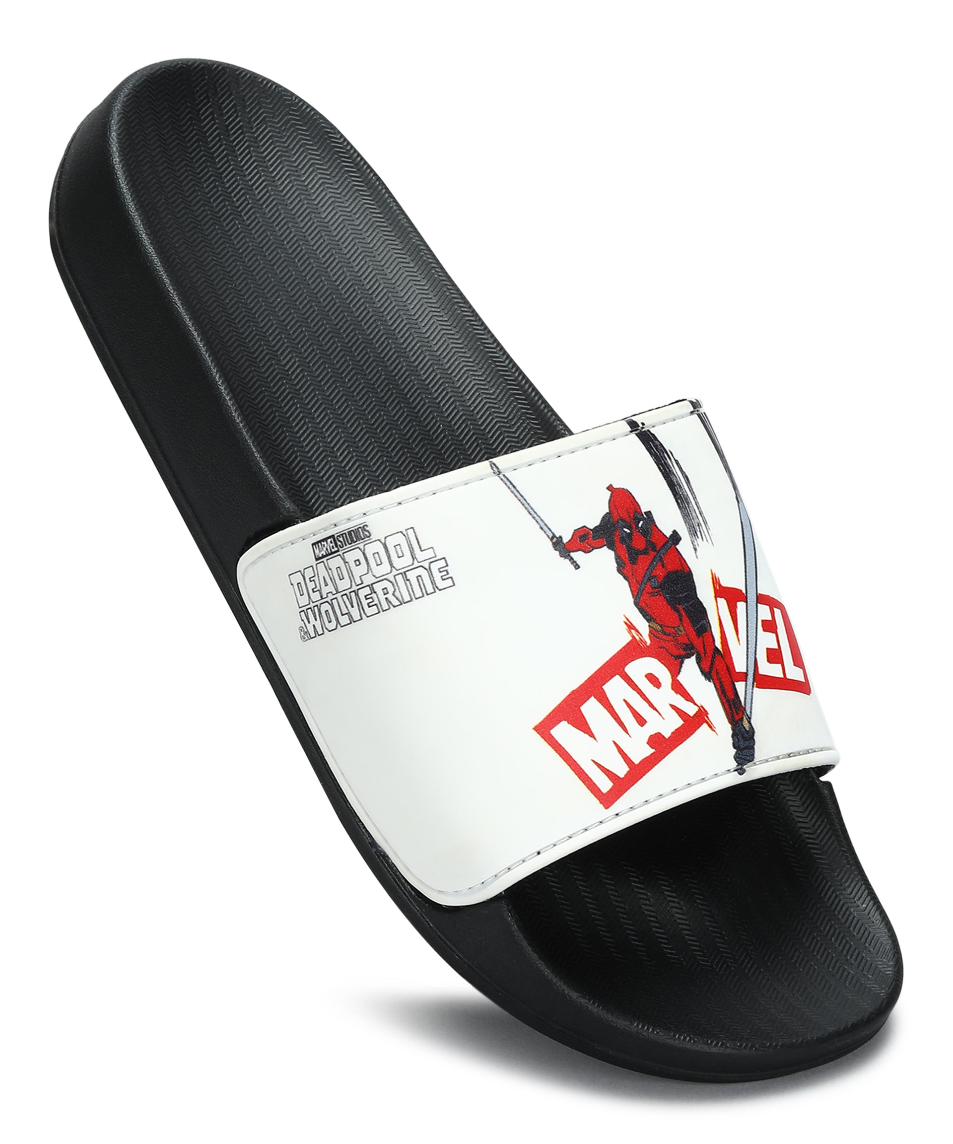 Marvel Deadpool EVM1481G Men&#39;s Lightweight White Flip Flops | Comfortable Everyday Flip Flops with Durable Anti-Skid Sole, Cushioned Footbed &amp; Sturdy Build for Outdoor Use