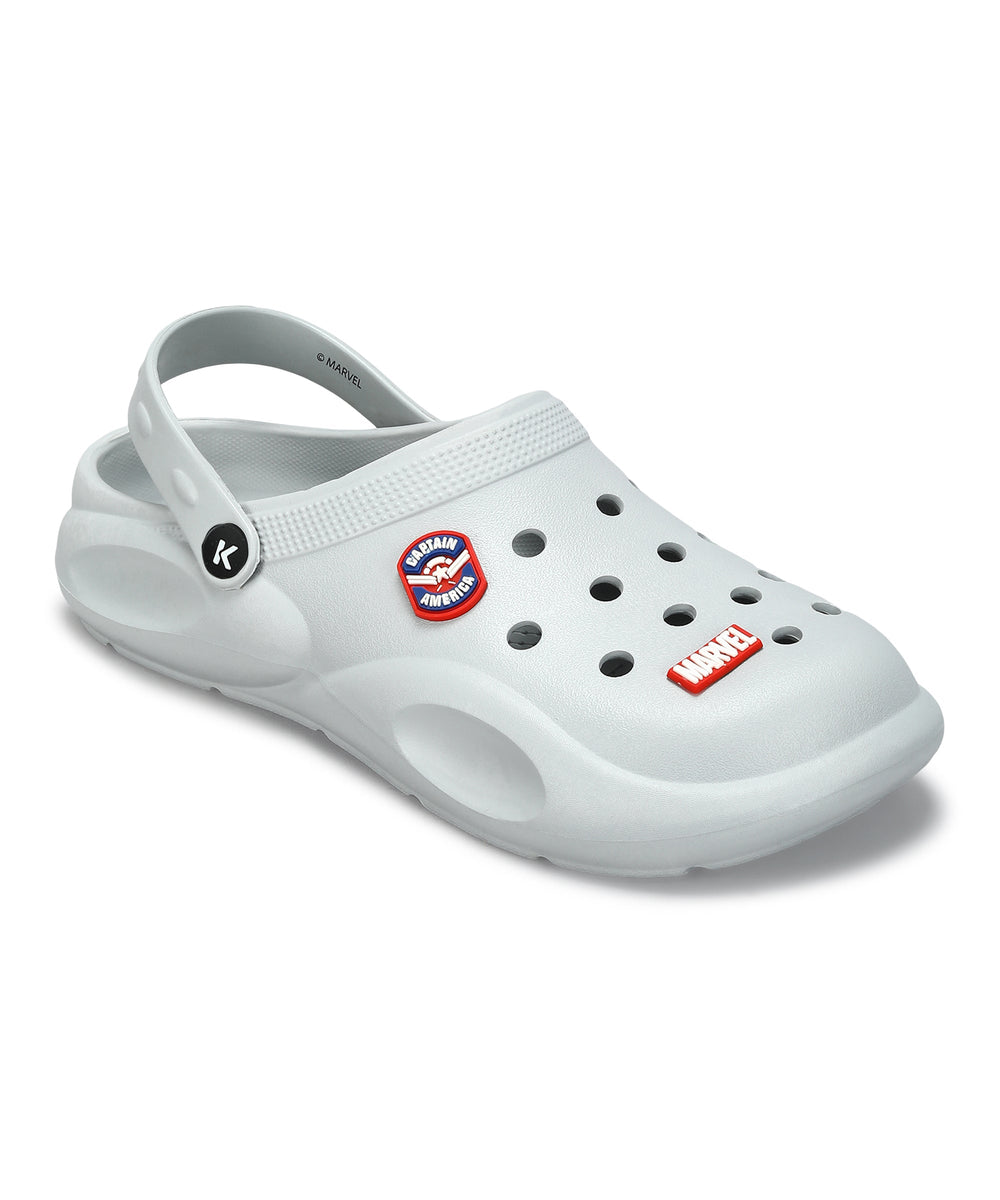 Marvel Captain America EVMK10923G Men's Casual Grey Clogs | Stylish Waterproof, Lightweight, Comfortable Clogs for Men with Durable Sole | Ideal for Outdoor Use