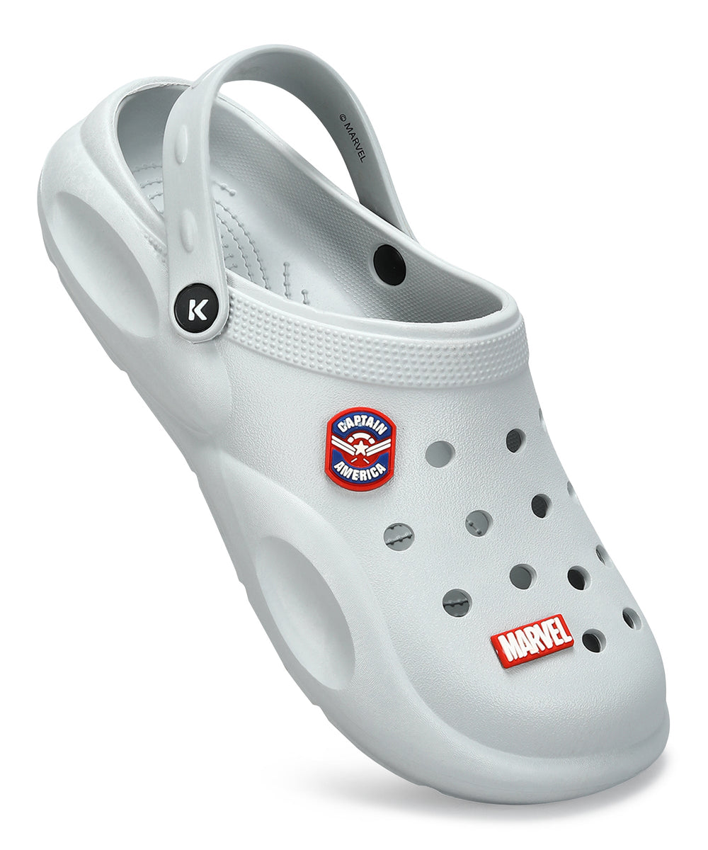 Marvel Captain America EVMK10923G Men's Casual Grey Clogs | Stylish Waterproof, Lightweight, Comfortable Clogs for Men with Durable Sole | Ideal for Outdoor Use