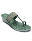 Paragon Women's Green Wedge Sandals with Cushioned Sole and Sturdy Construction for Everyday Use