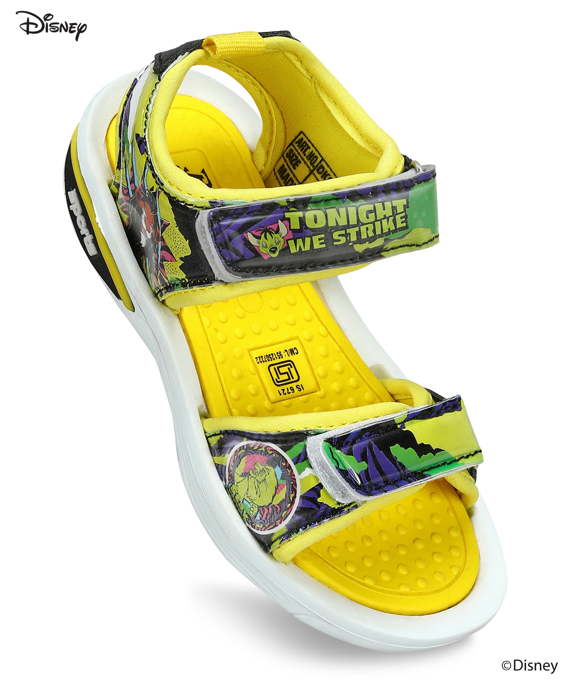 Paragon Disney Kids&#39; Yellow Velcro Sandals | Comfortable &amp; Anti-Skid Sole