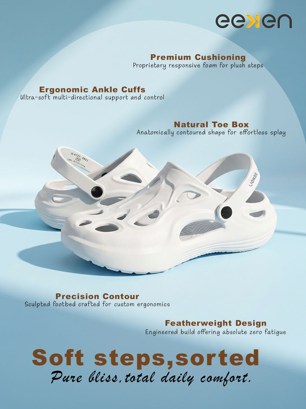 Paragon Eeken Men Casual Clogs Comfortable Ankle Strap for Daily Outdoor Wear