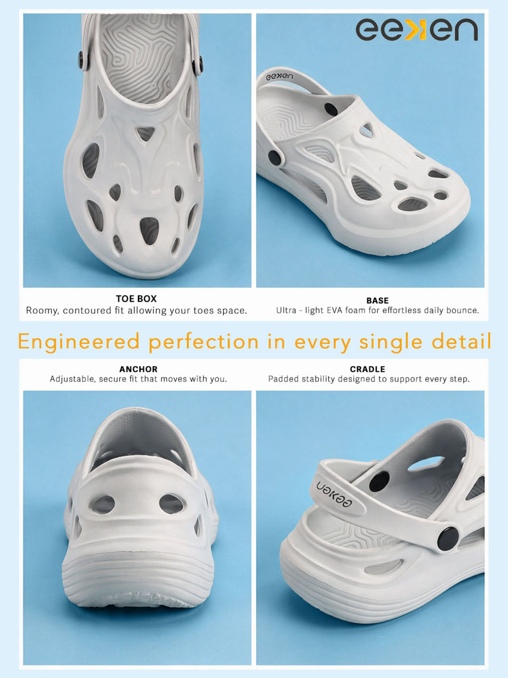 Paragon Eeken Men Casual Clogs Comfortable Ankle Strap for Daily Outdoor Wear