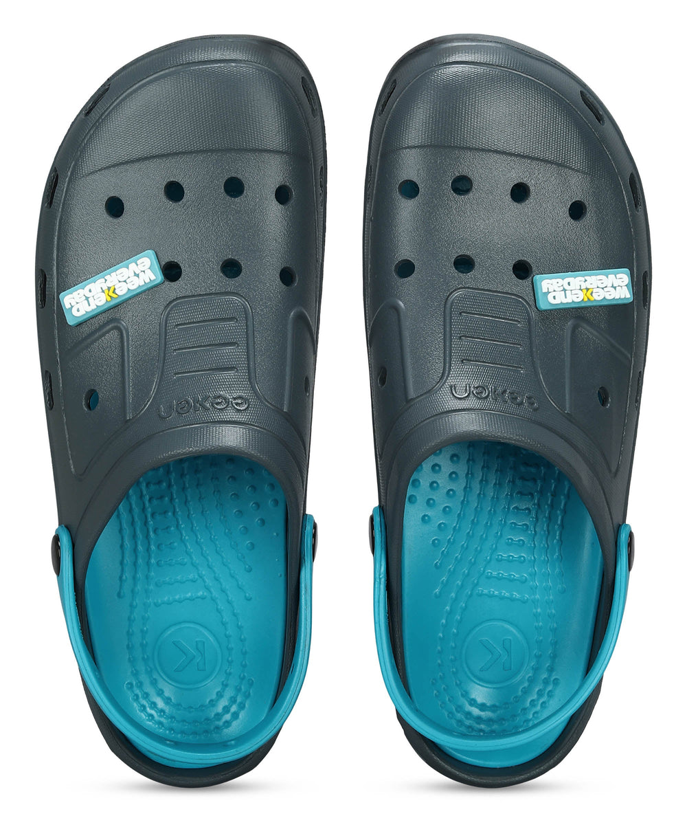 Men's Slip-on Grey-Turquoise Sandals for Men | Comfortable Sole &amp; Durable