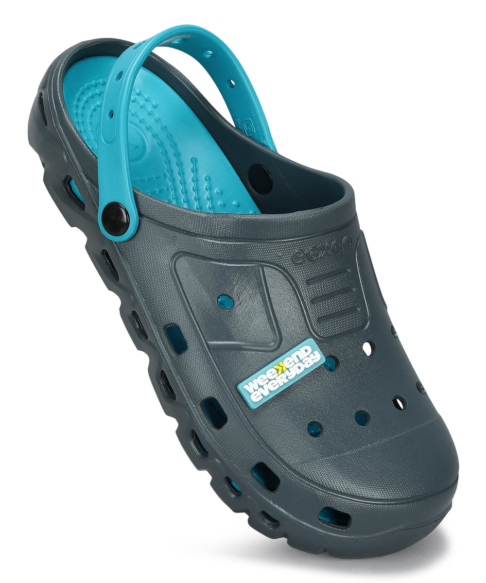Men's Slip-on Grey-Turquoise Sandals for Men | Comfortable Sole &amp; Durable