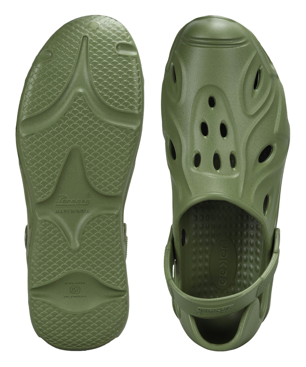 Paragon Men's Olive Green Clogs | Waterproof, Lightweight Ideal for Outdoor Use