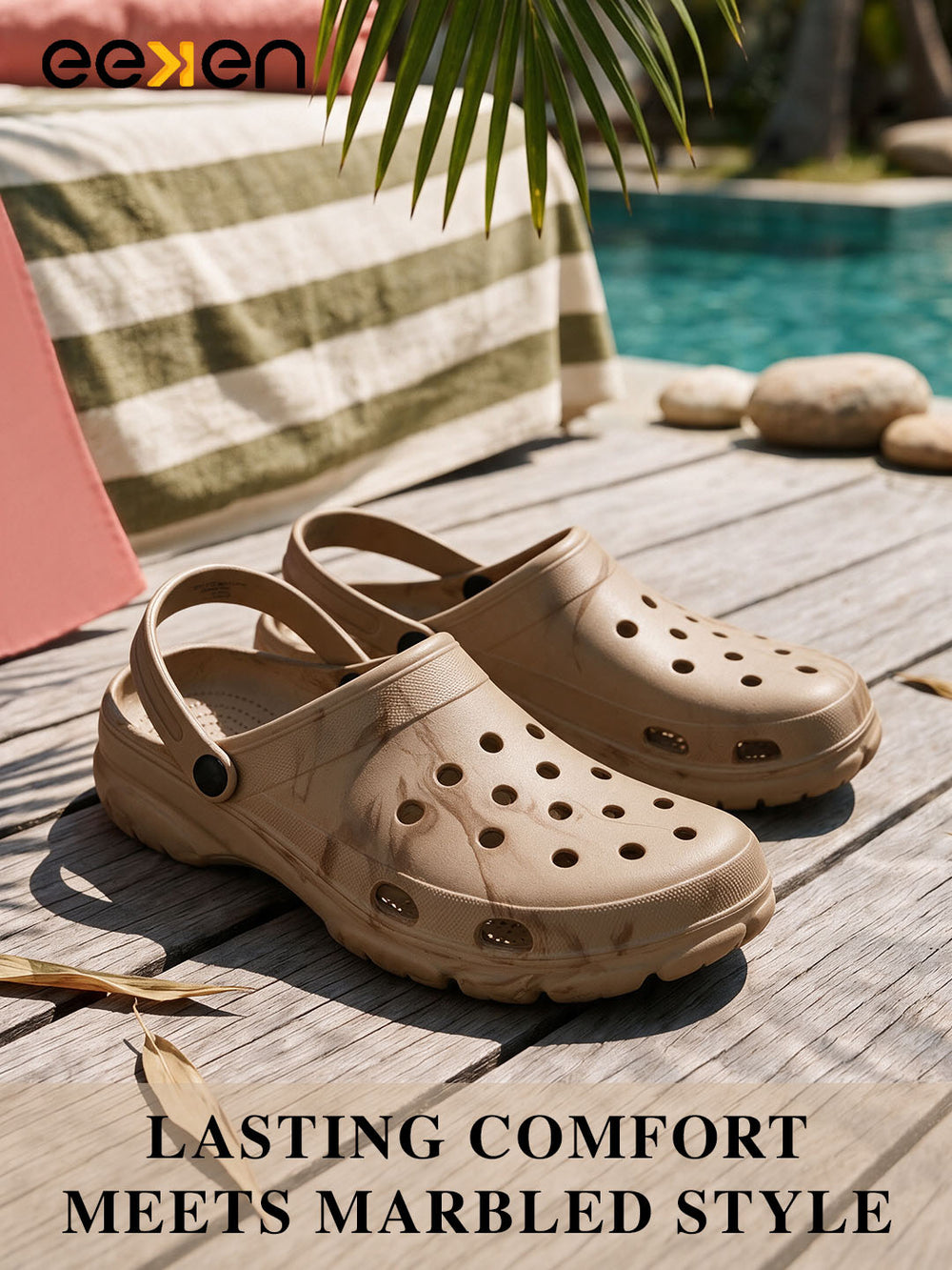 Eeken Men Clogs Comfortable Lightweight Back Strap for Daily and Outdoor Use