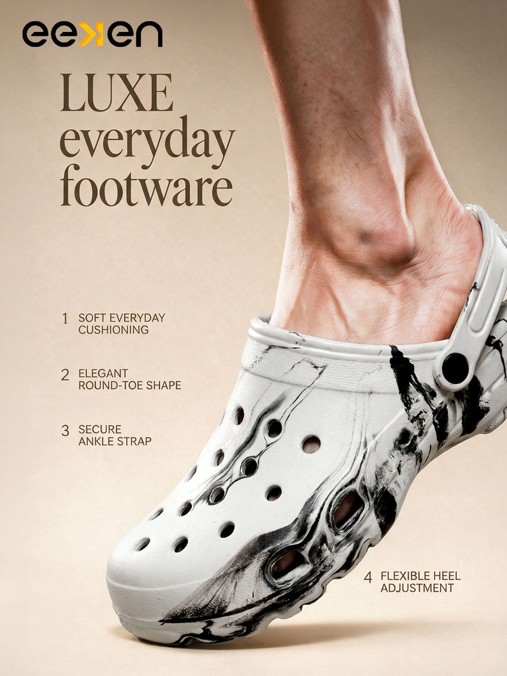 Eeken Men Clogs Comfortable Lightweight Back Strap for Daily and Outdoor Use