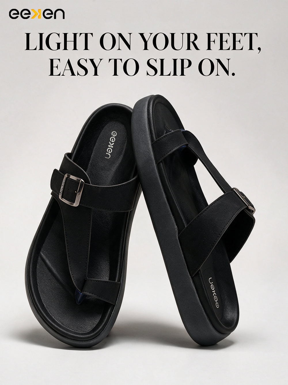 Eeken Men Sandals Lightweight Slip On Toe Posts All day Comfort