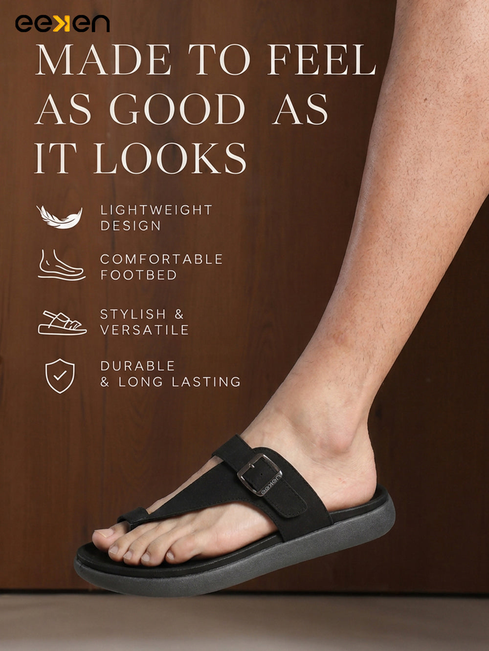 Eeken Men Sandals Lightweight Slip On Toe Posts All day Comfort