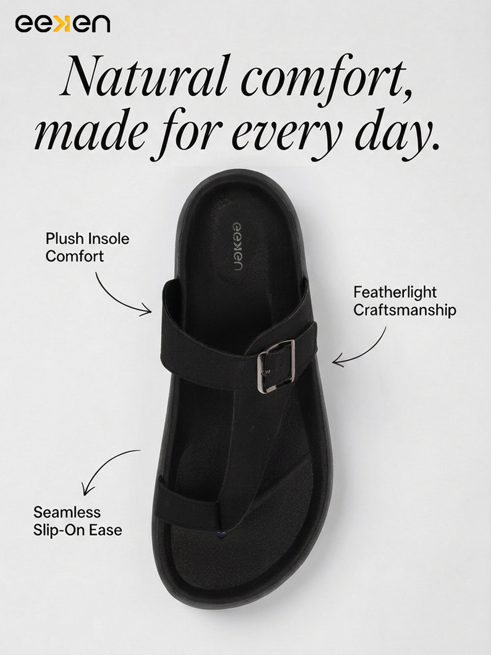 Eeken Men Sandals Lightweight Slip On Toe Posts All day Comfort
