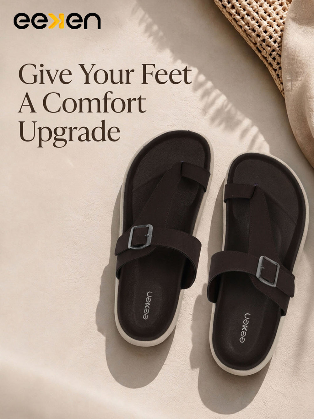 Eeken Men Sandals Lightweight Slip On Toe Posts All day Comfort
