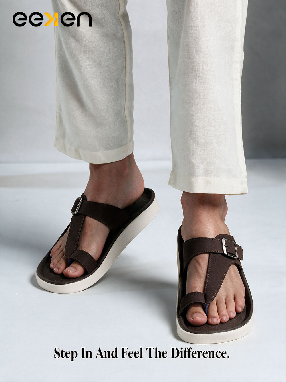 Eeken Men Sandals Lightweight Slip On Toe Posts All day Comfort
