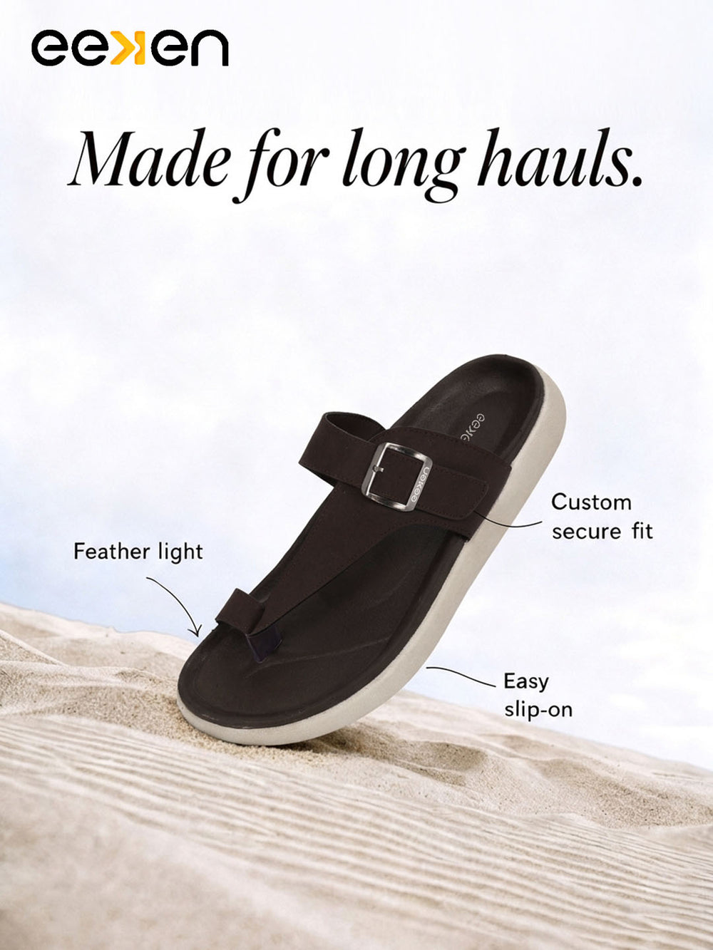 Eeken Men Sandals Lightweight Slip On Toe Posts All day Comfort