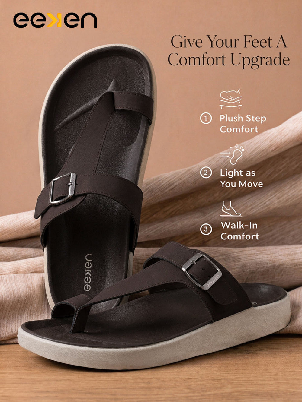 Eeken Men Sandals Lightweight Slip On Toe Posts All day Comfort