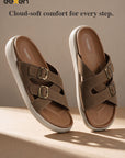 Eeken Men Sandals Comfortable Dual Buckle Cross Strap for Daily Casual and Outdoor Use