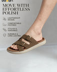 Eeken Men Sandals Comfortable Dual Buckle Cross Strap for Daily Casual and Outdoor Use