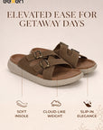 Eeken Men Sandals Comfortable Dual Buckle Cross Strap for Daily Casual and Outdoor Use