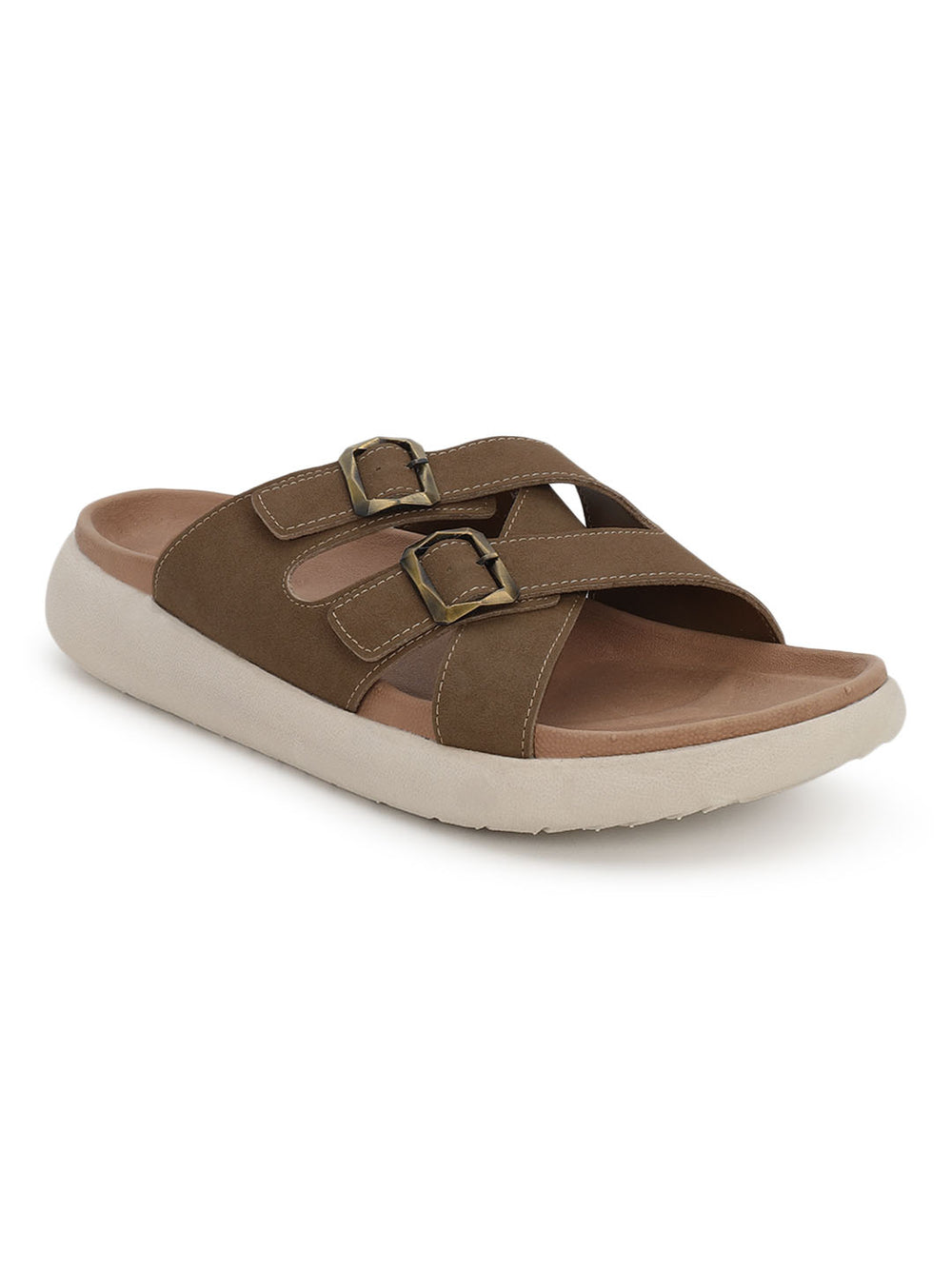 Eeken Men Sandals Comfortable Dual Buckle Cross Strap for Daily Casual and Outdoor Use