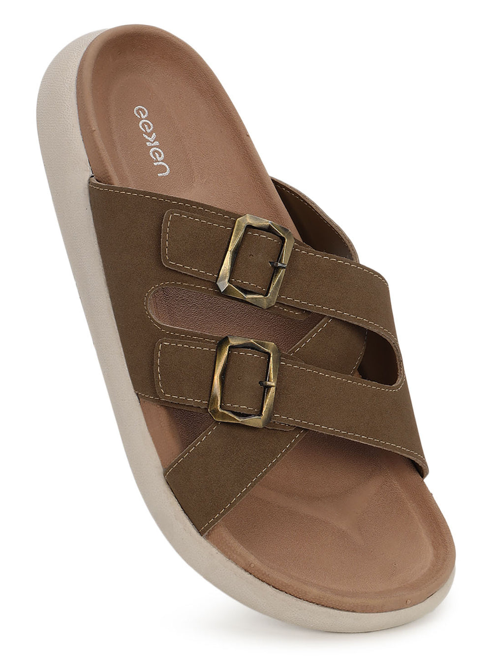 Eeken Men Sandals Comfortable Dual Buckle Cross Strap for Daily Casual and Outdoor Use