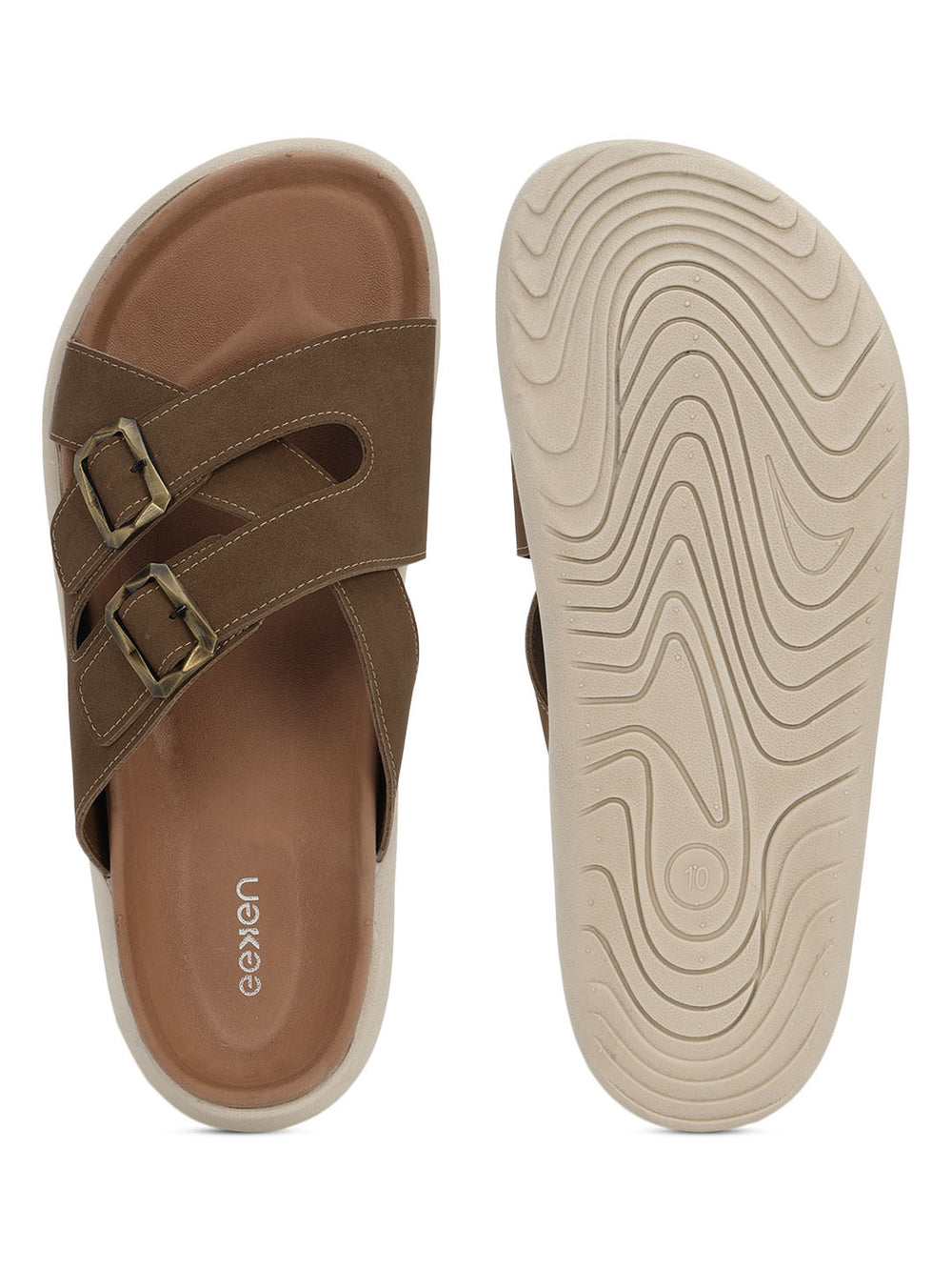 Eeken Men Sandals Comfortable Dual Buckle Cross Strap for Daily Casual and Outdoor Use