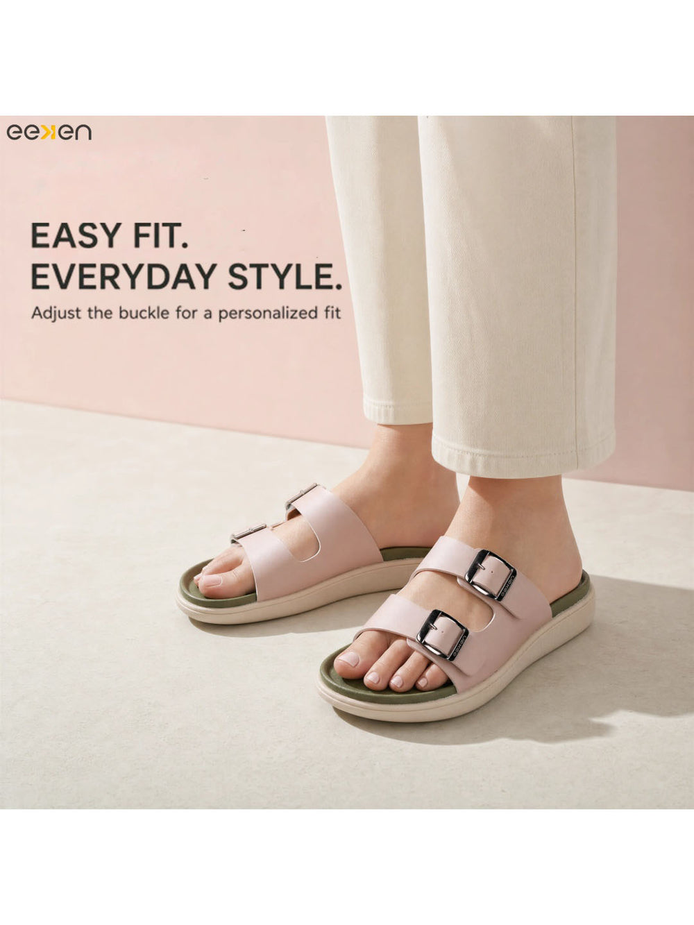 Paragon Eeken Women Casual Comfortable Buckle Slip on Sandals for Outdoor Wear