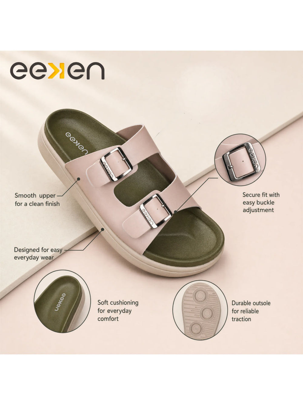 Paragon Eeken Women Casual Comfortable Buckle Slip on Sandals for Outdoor Wear