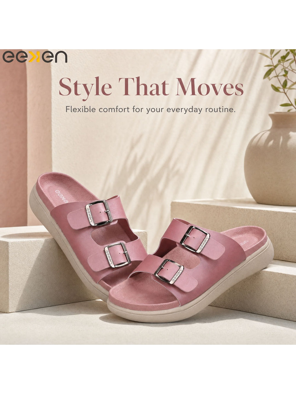 Paragon Eeken Women Casual Comfortable Buckle Slip on Sandals for Outdoor Wear