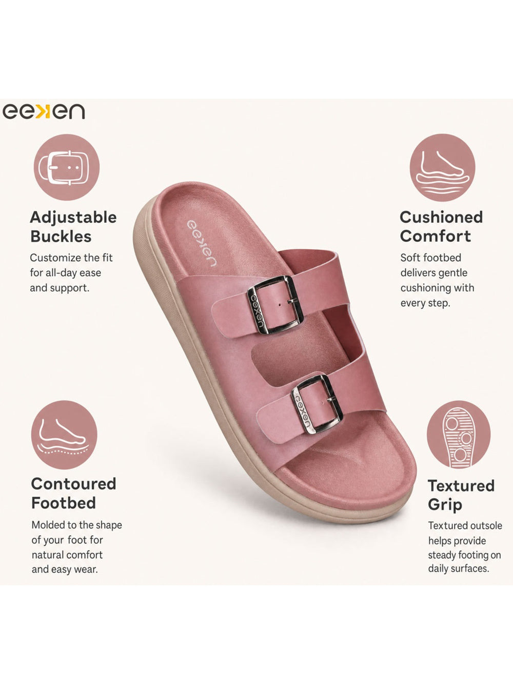 Paragon Eeken Women Casual Comfortable Buckle Slip on Sandals for Outdoor Wear