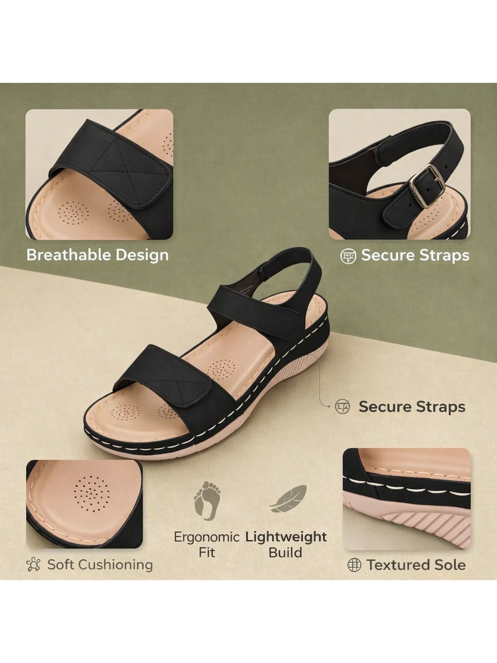 Paragon Eeken Women Casual Comfortable Adjustable Strap Sandals for Walking