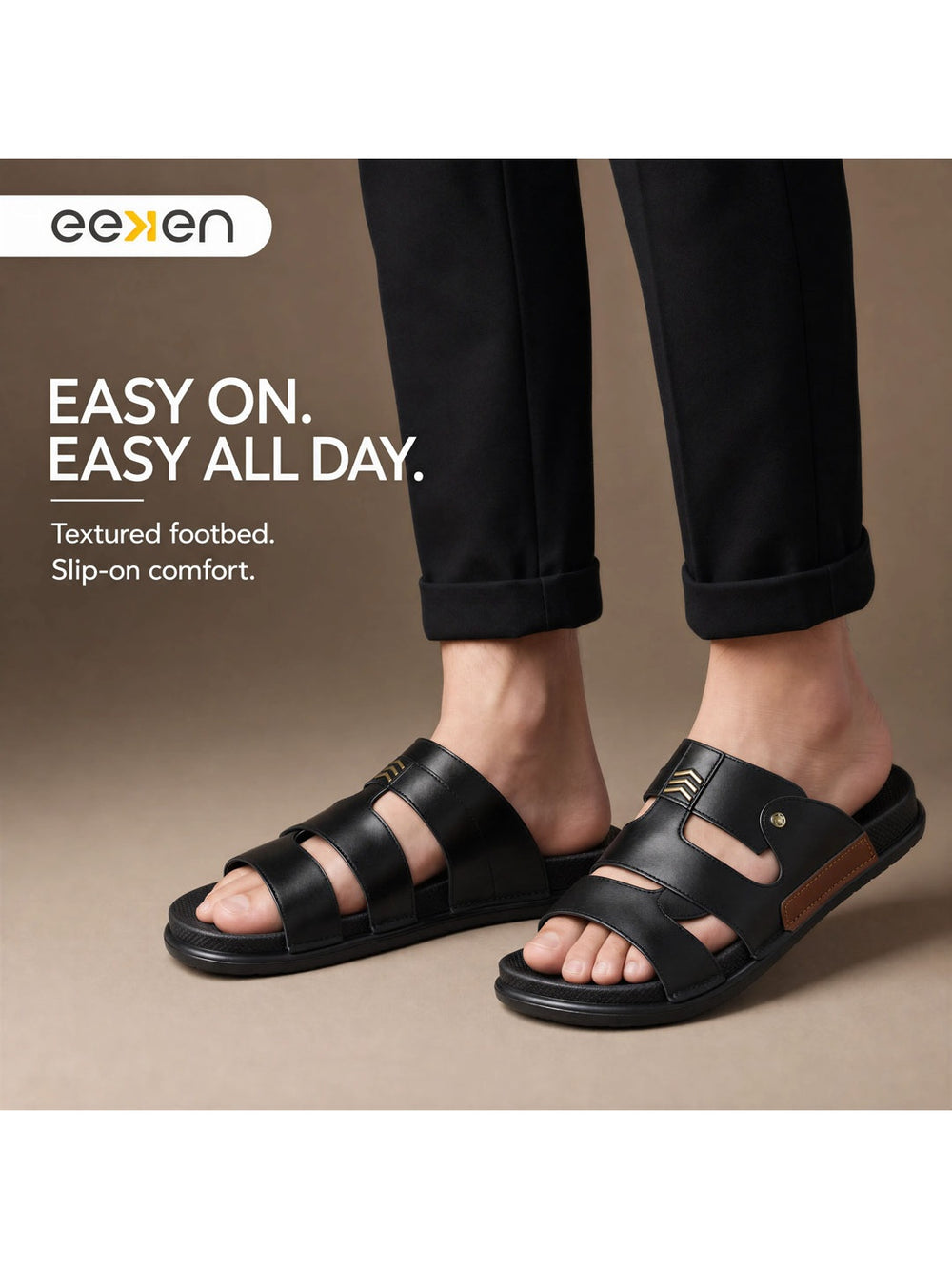 Paragon Eeken Men Casual Comfortable Two Strap Slip on Sandals for Daily Wear