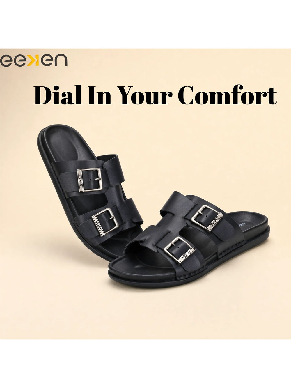 Paragon Eeken Men Casual Comfortable Double Buckle Slip on Sandals for Daily Wear
