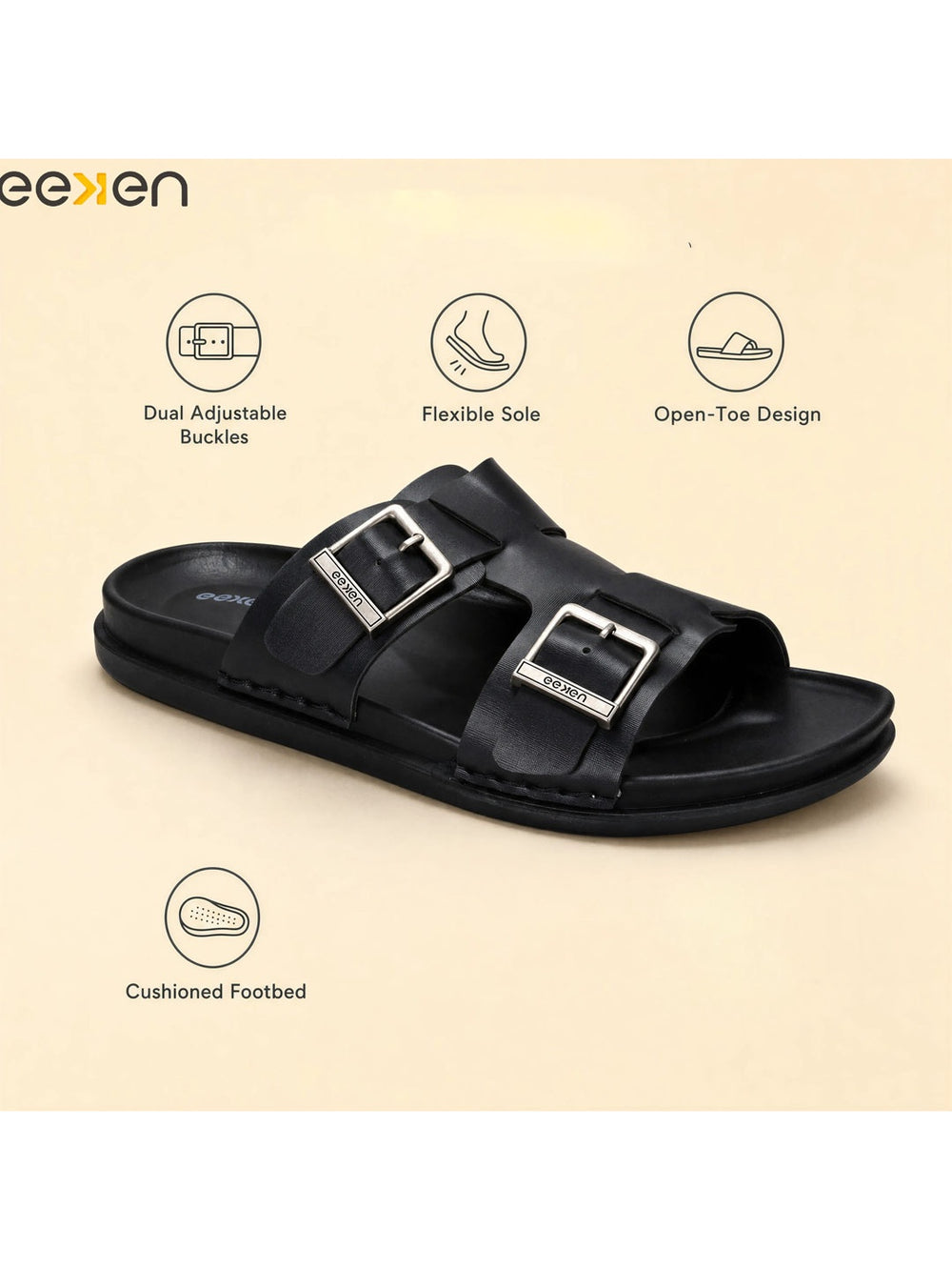 Paragon Eeken Men Casual Comfortable Double Buckle Slip on Sandals for Daily Wear