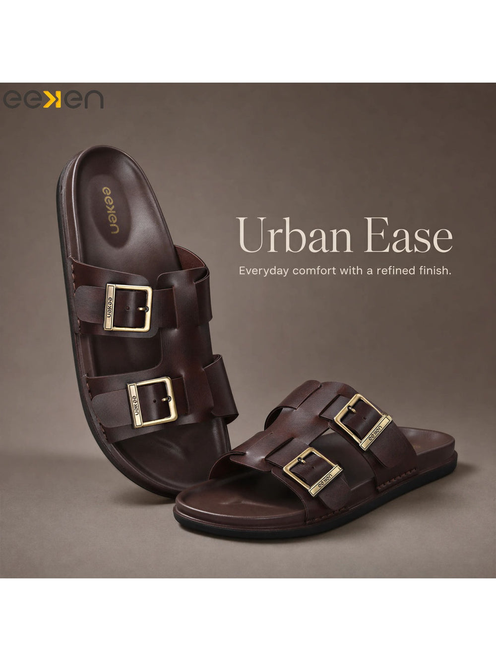 Paragon Eeken Men Casual Comfortable Double Buckle Slip on Sandals for Daily Wear