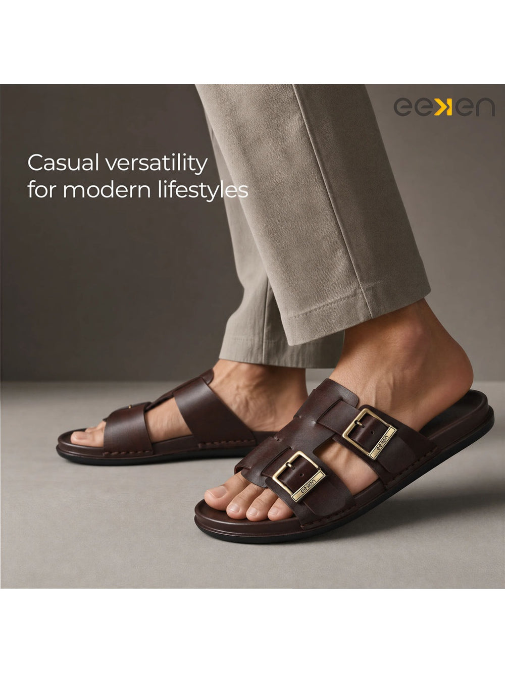 Paragon Eeken Men Casual Comfortable Double Buckle Slip on Sandals for Daily Wear
