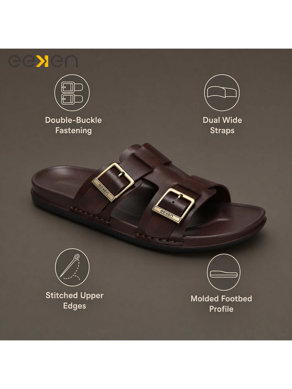 Paragon Eeken Men Casual Comfortable Double Buckle Slip on Sandals for Daily Wear
