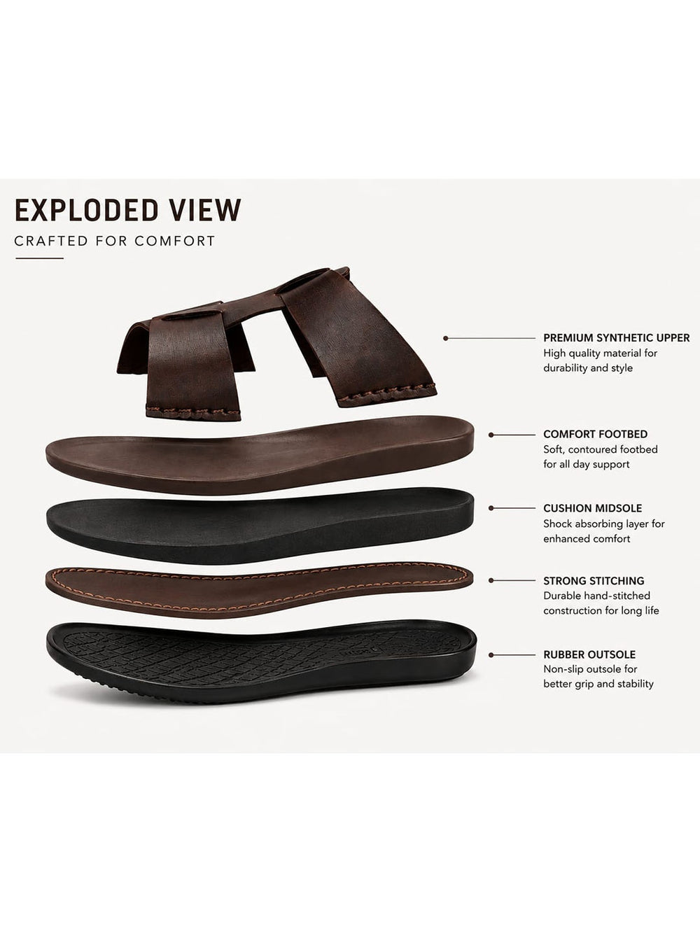 Paragon Eeken Men Casual Comfortable Double Buckle Slip on Sandals for Daily Wear