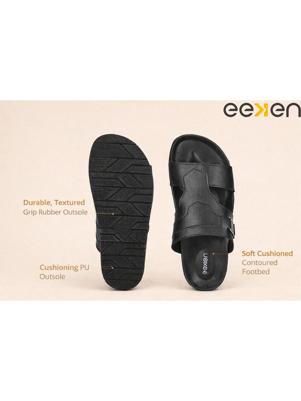 Paragon Eeken Men Casual Comfortable Buckle Slip on Sandals for Daily Outdoor Wear