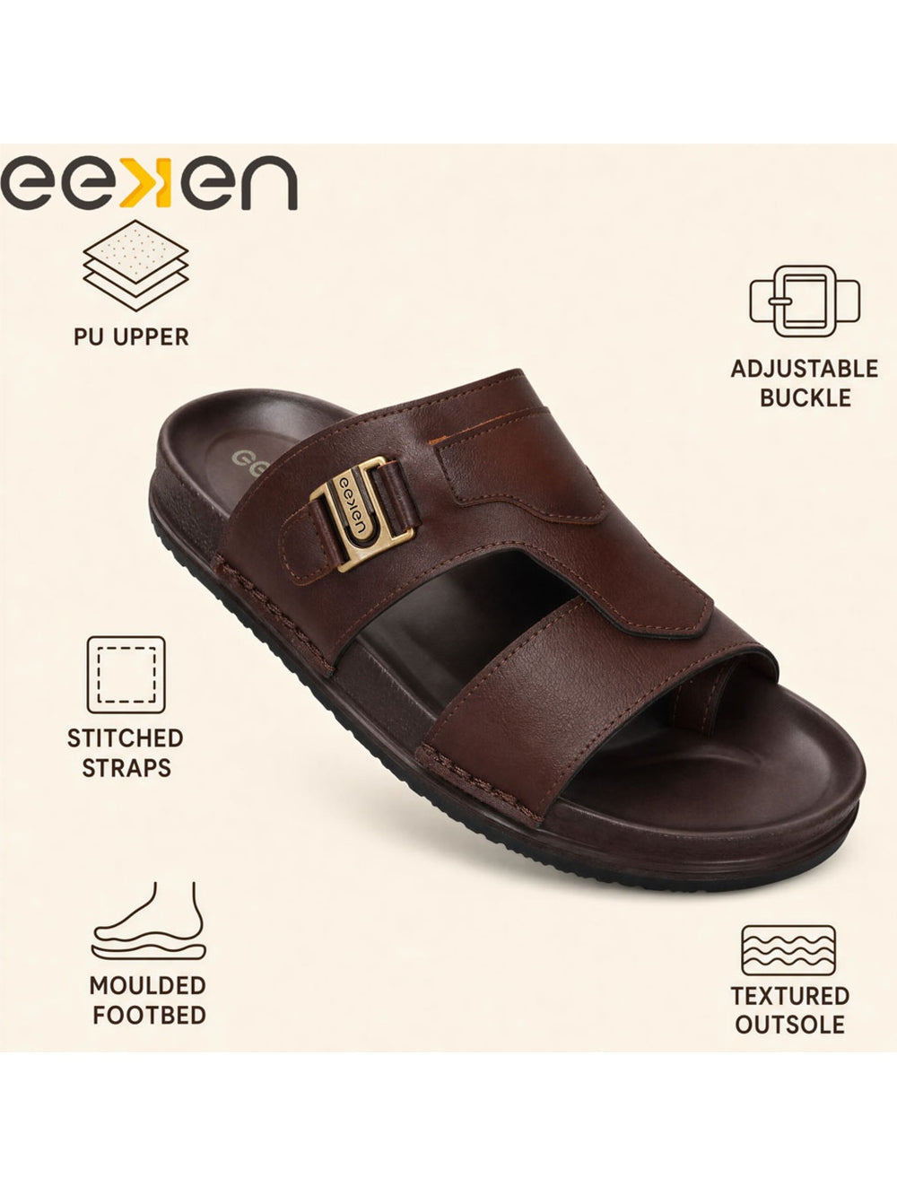 Paragon Eeken Men Casual Comfortable Buckle Slip on Sandals for Daily Outdoor Wear