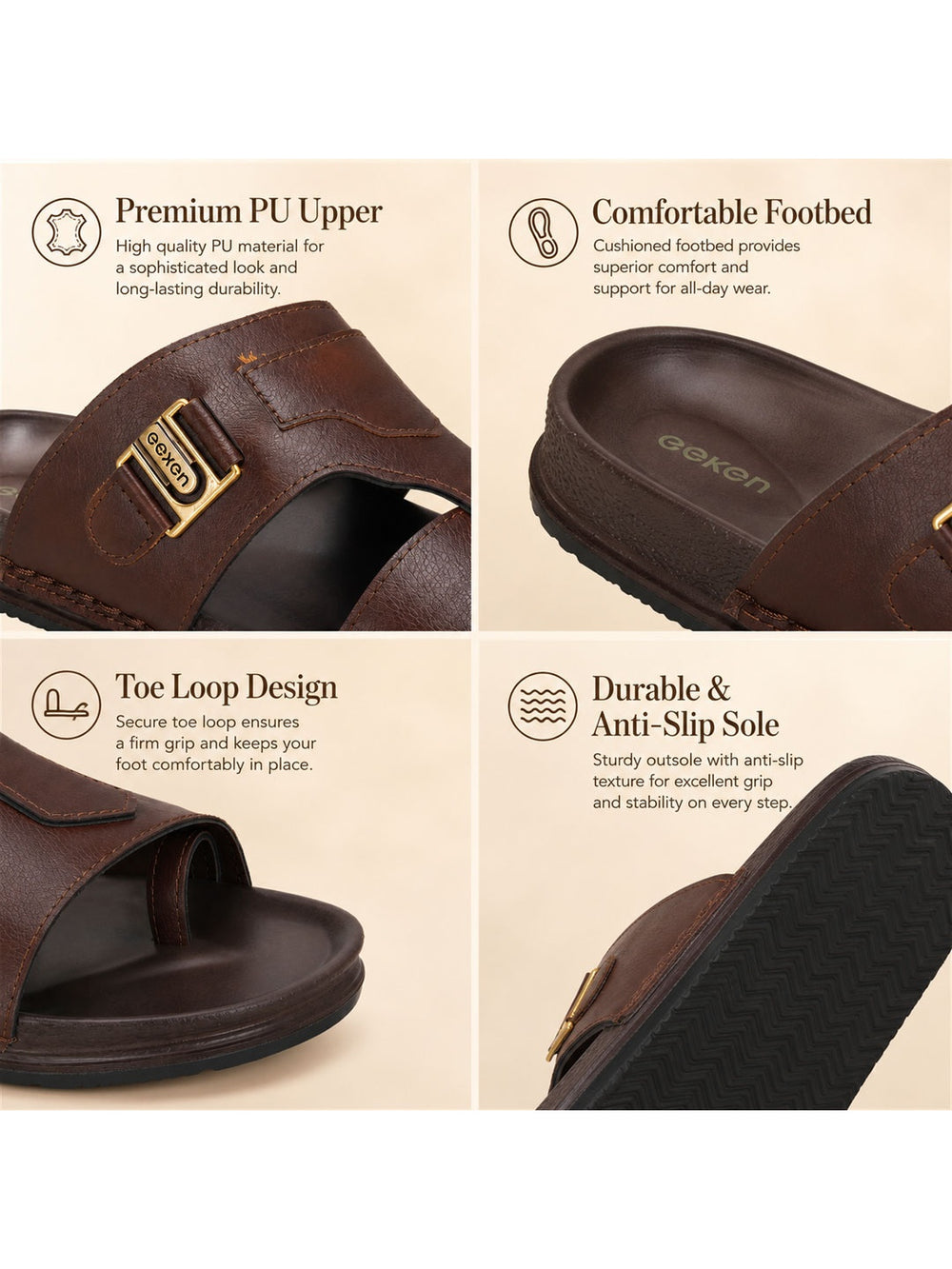 Paragon Eeken Men Casual Comfortable Buckle Slip on Sandals for Daily Outdoor Wear