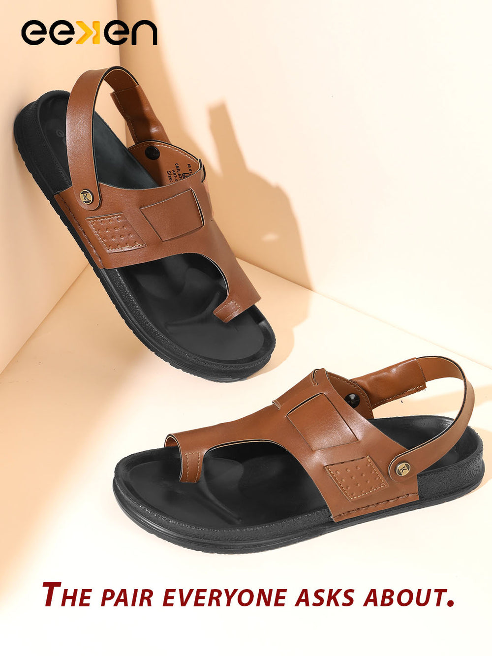 Eeken Men Sandals Comfortable with Toe Ring Back Strap for Daily Use