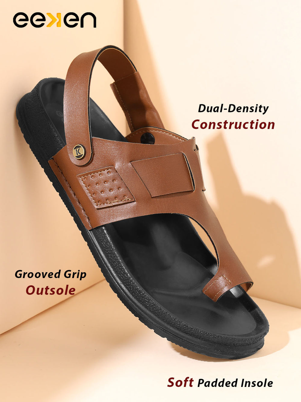 Eeken Men Sandals Comfortable with Toe Ring Back Strap for Daily Use