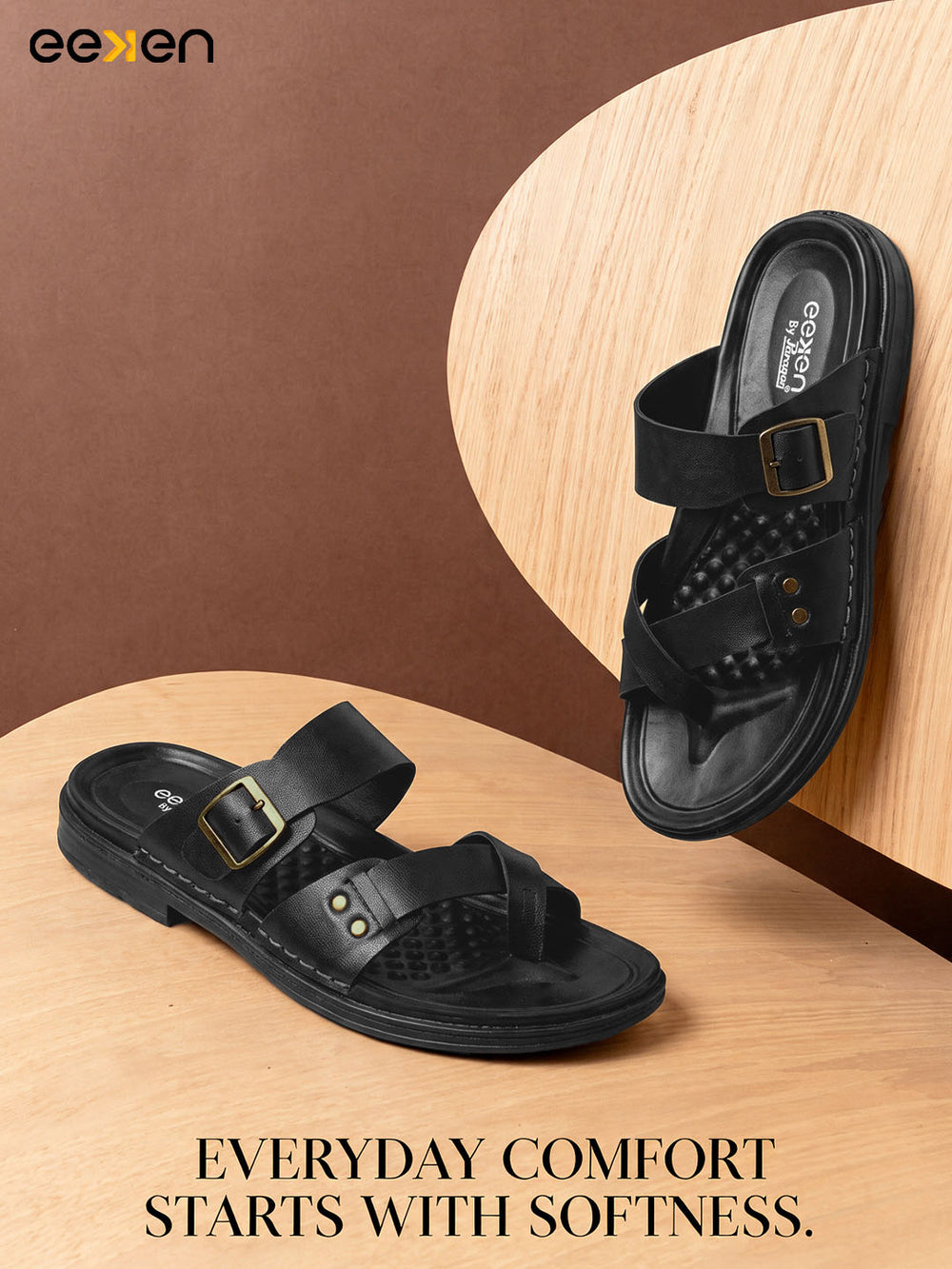 Eeken Men Comfort Sandals Double Buckle Leightweight Slip On for Casual Daily use