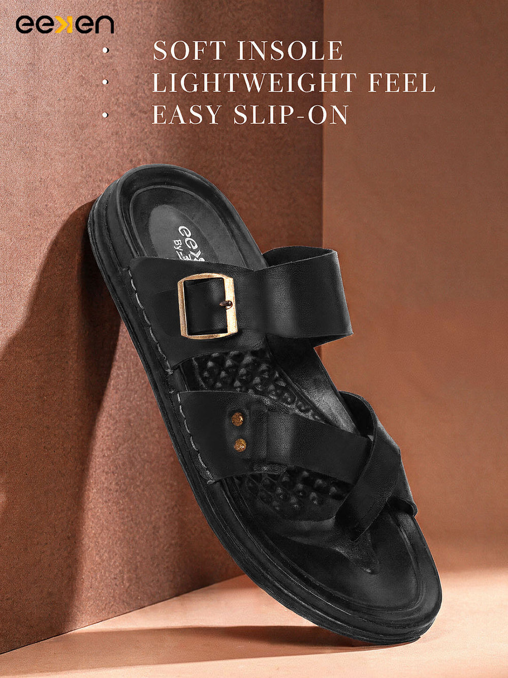Eeken Men Comfort Sandals Double Buckle Leightweight Slip On for Casual Daily use